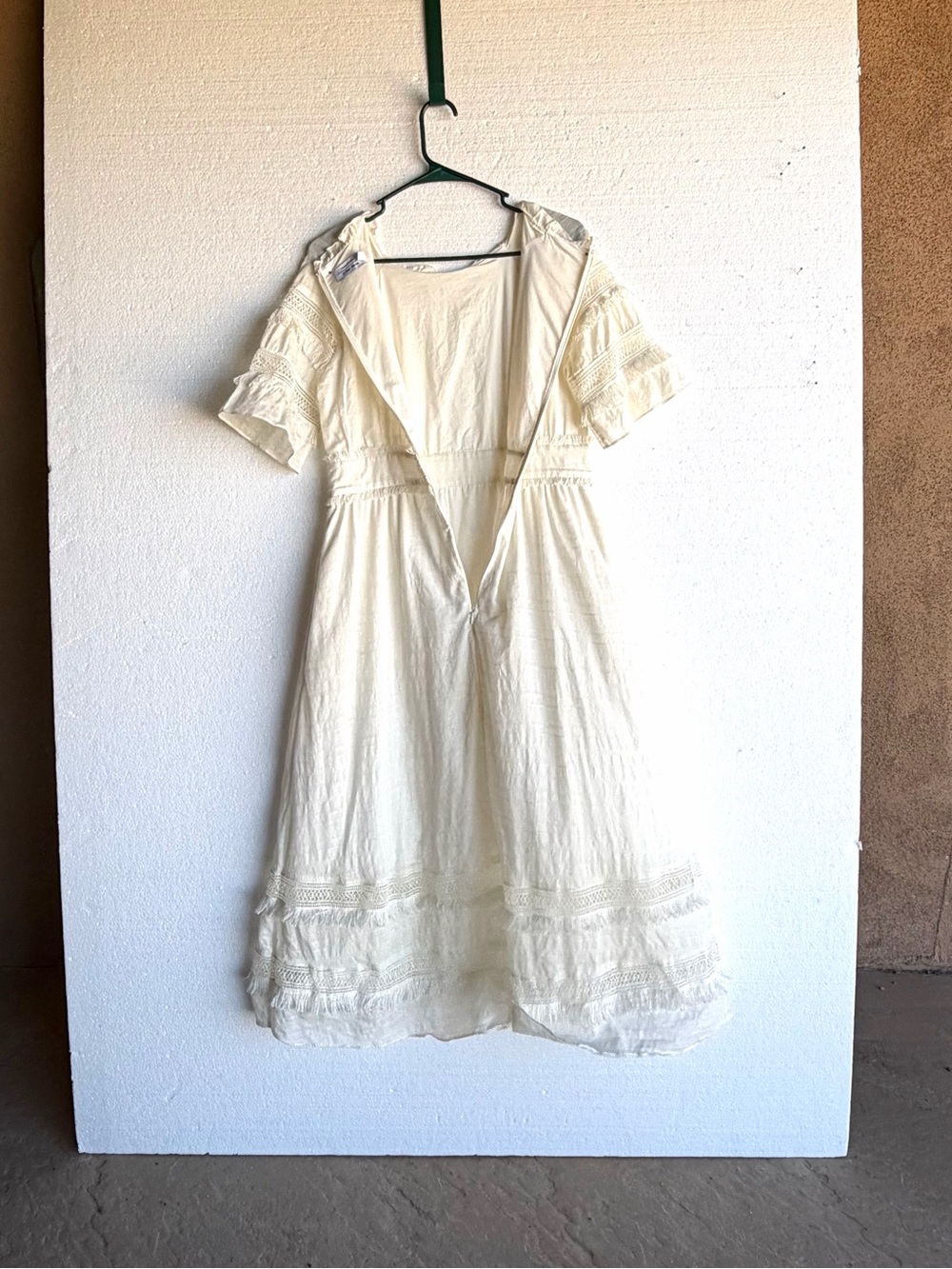 & Other Stories Cream Boho Lace-Trim Midi Dress - Picture 3 of 11